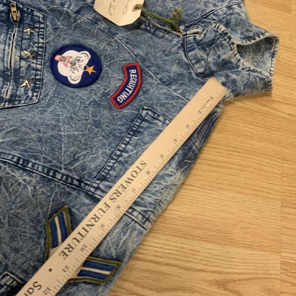 Vintage Chemin De Fer Jumpsuit Womens Small Acid Wash Flight Suit Patches 80s - Picture 9 of 16